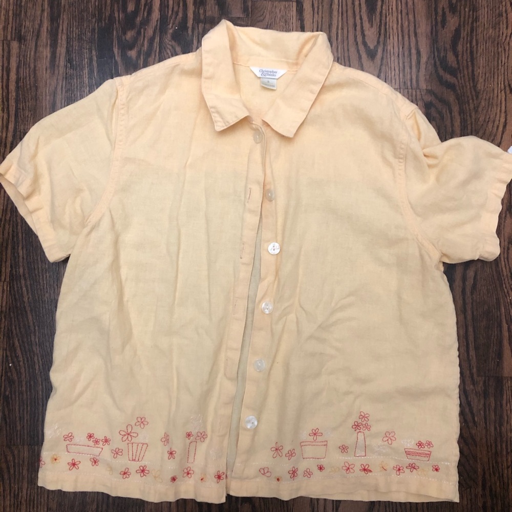 Embroidered short sleeve button up